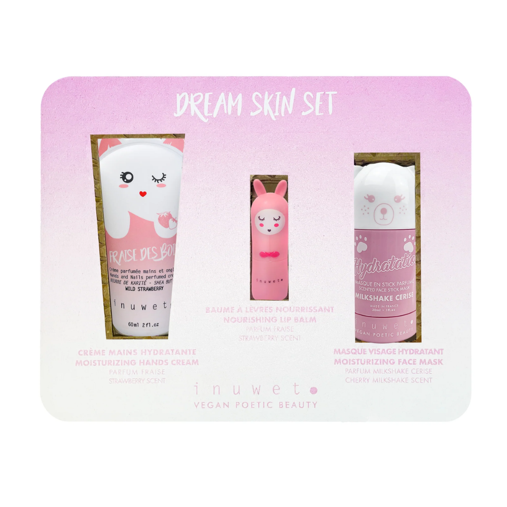 Dream Skin Set Pink Hands Cream, Stickface Mask, Lipbalm